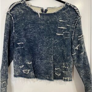 Love Fire Distressed Crop Top altered sleeves to XS petite